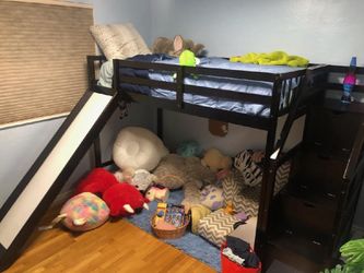  Loft Bed Set w/ Slide + Storage Stairs – (Great Condition!)