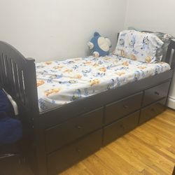 Giantex Twin Captain's Bed with Trundle Bed, Wood Daybed with 3 Storage Drawers, Twin Trundle Bed for Kids Teens Adults Guest Room Bedroom, No Box Spr