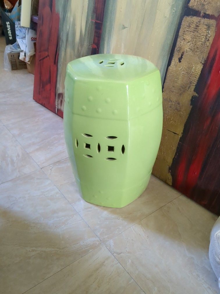 Porcelain Side Table Stool Art Piece Plant Stand