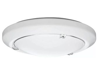 Lithonia LightingVela 14 in. White LED Round Flushmount with Nickel Ring