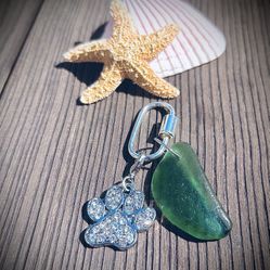Sea Glass Dog Collar Jewelry Charm 
