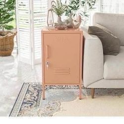 New Lockable Single Door Metal End/Side Table Adjustable Easy To Assemble Living Room 2-Tier, Candy