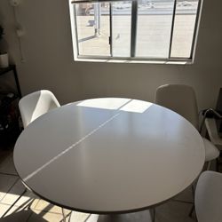 Round White Table and 4 Chairs