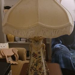 VINTAGE WORKING COLORFUL LAMP WITH SHADE 28"H x 15" W