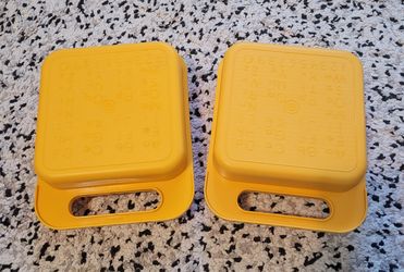 Vintage Yellow Tupperware Storage Art Boxes