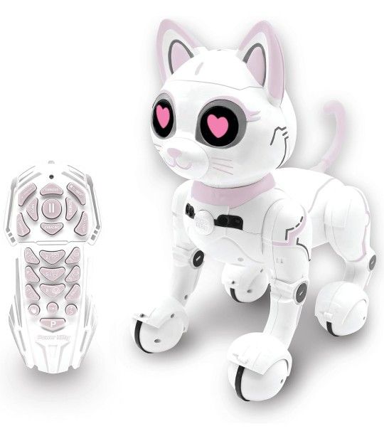 LEXiBOOK - Power Kitty® - Remote Control Robot Cat, Programmable Smart Robot, Light, Sound, White/Pink - KITTY01





