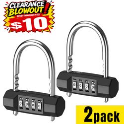 2PACK 4 Digit Resettable Combination Lock, Adjustable Shackle