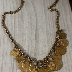 Juego Collar Gold Fillet Fije Monedas Sonajero Joyería Antigua 