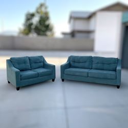 Ashley Furniture Shayla Teal Sofa Couch Set - 🚚 DELIVERY AVAILABLE