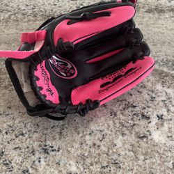 Rawlings 9.5” Pink Black Glove Tee Ball Right  Baseball
