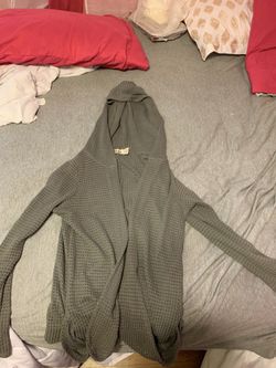 Gray hooded cardigan