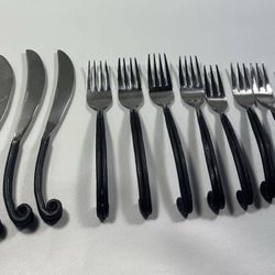 12 Pcs Gourmet Settings TWIST Stainless Coiled Loop Silverware 4 Knife 8 Forks