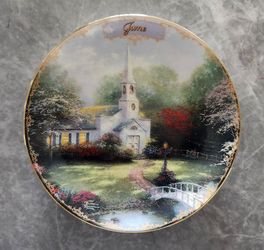 Thomas Kinkade June Hometown Chapel Simpler Times Plate COA Bradford Exchange