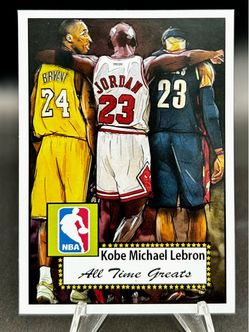 Kobe Jordan LeBron All Time Greats Custom Art Basketball Card Non Licensed