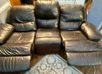 Brown Leather Power Reclining Couch