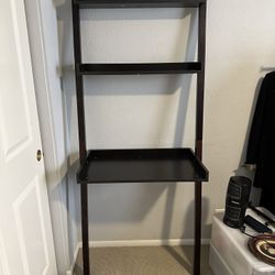 Leaning Desk With 2 Shelves Black Finish Like New 
