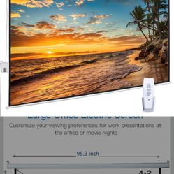 120” Motorized Projector Screen with Remote – NEW / Open Box