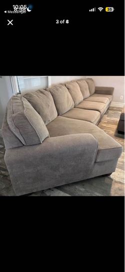 Large Gray Fabric Sectional Sofa