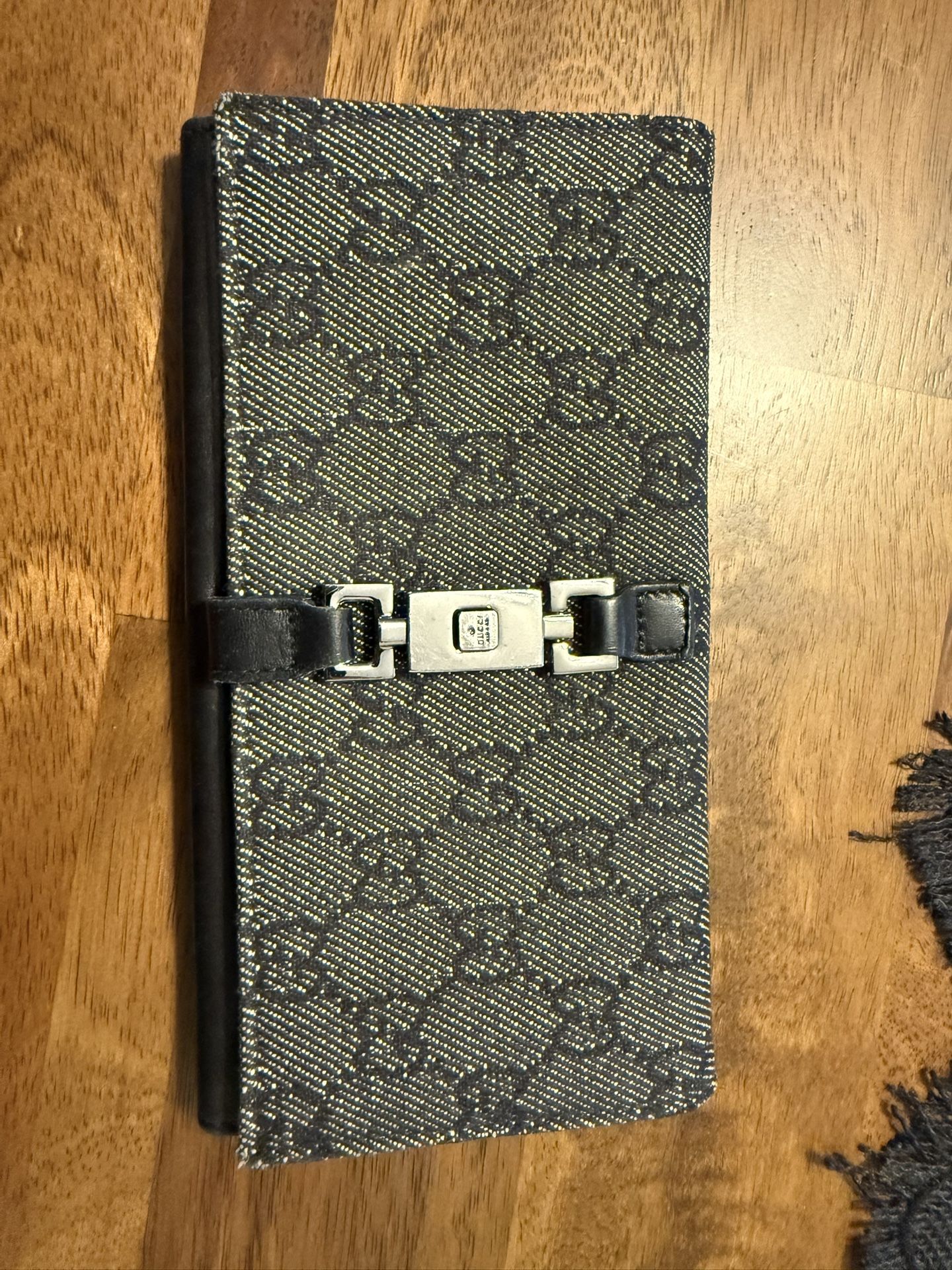 Gucci Denim Calfskin Monogram Blake Continental Wallet - Black