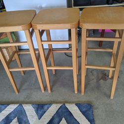 3 Wooden Stools! Perfect For A Staining Project!