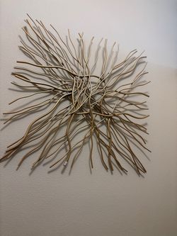Abstract Gold Metal Branch Wall Sculpture