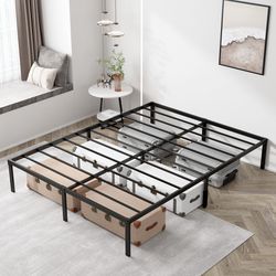 Lamhorm 14" Queen Metal Bed Frame With Large Under Bed Storage Space, Heavy Duty Platform Bed Frame