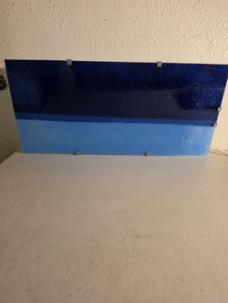 Ikea Art Glass Wall Light Lamp 22"x 10" Blue Electric Stained Style Gyllen Model