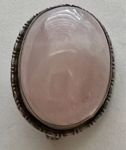 Vintage Sterling Silver Germany RoseQuartz Brooch