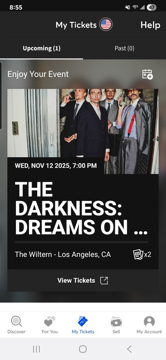 Loge Tickets To The Darkness - Dream On Toast Concert At The Wiltern November 12th 7pm