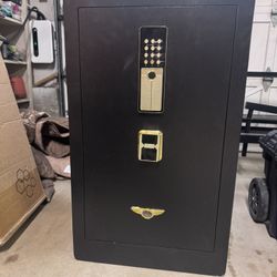 Large Fireproof Safe - Backlit, Alarm, Secret Compartment, Gold Finishes