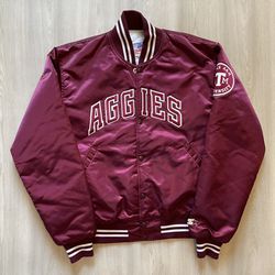 Vintage 80s Starter Texas A&M Aggies University Satin Bomber  Made In USA Mens Large