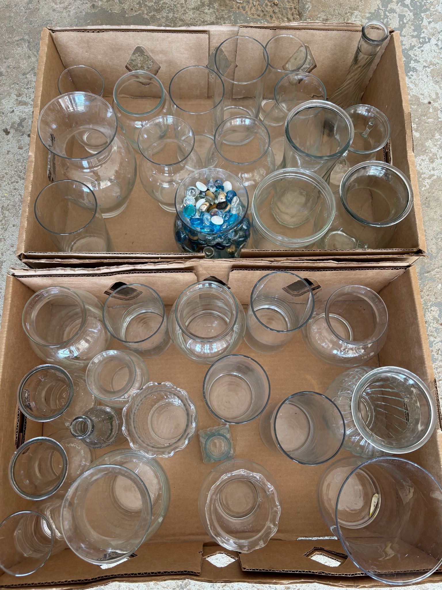 33 Clear Glass Mismatched Vases