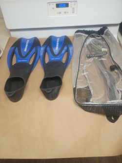 U.S. Divers-Proflex-Snorkle 0r Scuba Fins-Size M 6.5-8 or 40-42 Blue/Black