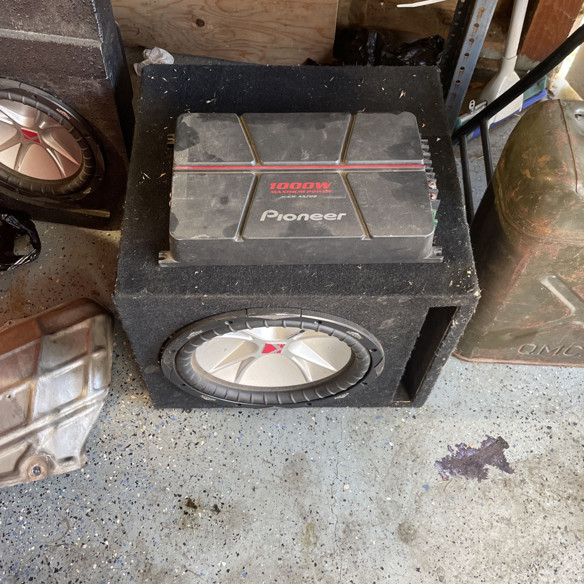 Pioneer thousand watt amp and kicker subwoofer inbox for Sale in Oak
