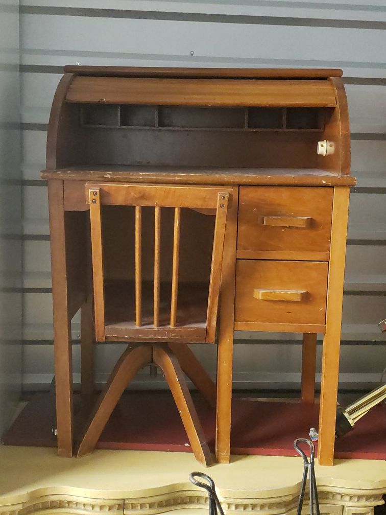 Small Antique Desk & Chair