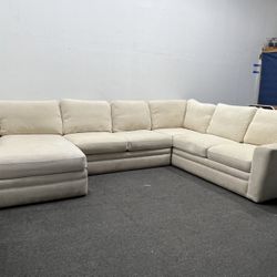 Off-white/Cream Fabric 3 piece Sectional / Left-arm Facing Chaise. We deliver & set up.