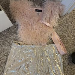 Akira Sequin Mini Skirt With Halter Top 