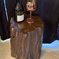 Tree Trunk Stump Stool Side Table & Chair 