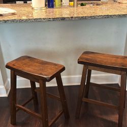 Set Of Two Real Wood Bar Stools