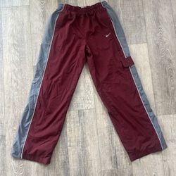 Nike Youth Large Track pants Burgundy With Gray Panels