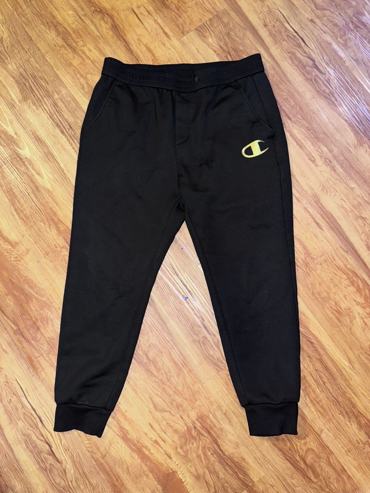 Champion Sweatpants Mens Large Black Fleece Tapered Jogger Sweats Workout Athlet
