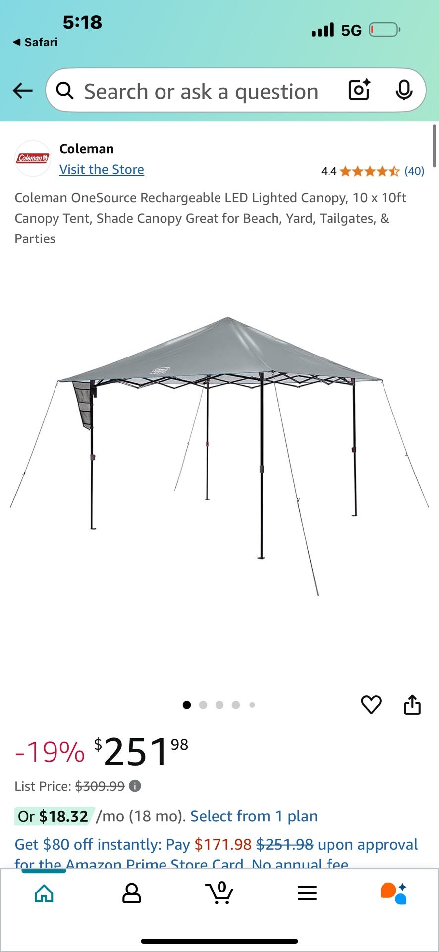 Coleman Canopy One source Led 