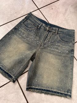 bedazzled short jean men