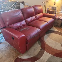 Red Leather double recliner Couch!!