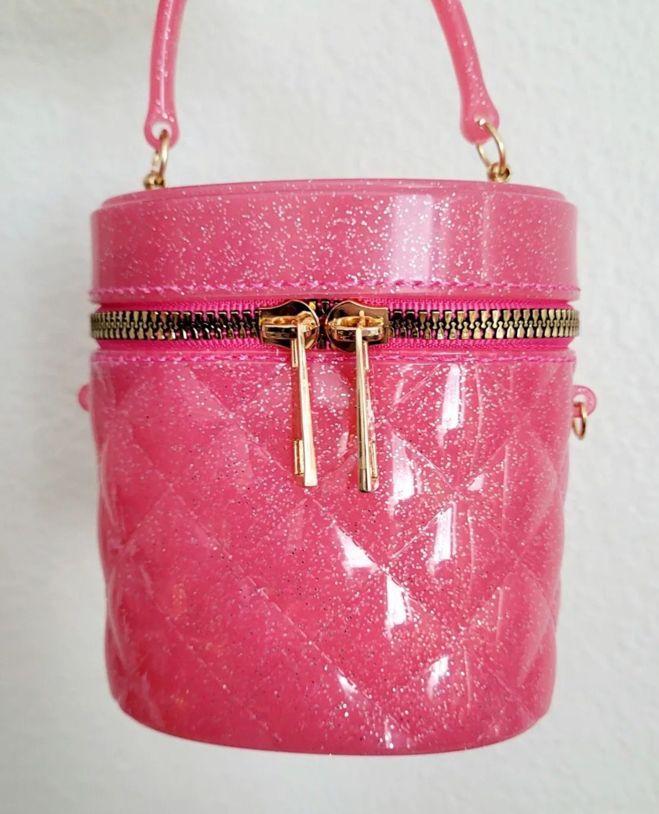 ✨ RETRO Y2K 80's BARBIE PINK PVC JELLY BAG QUILTED BAG CROSSBODY ✨