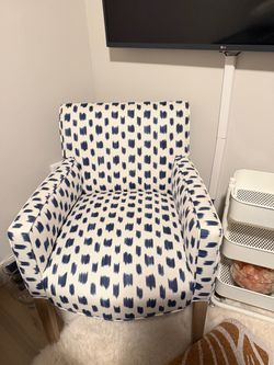Blue & White Upholstered Accent Chair / Armchair