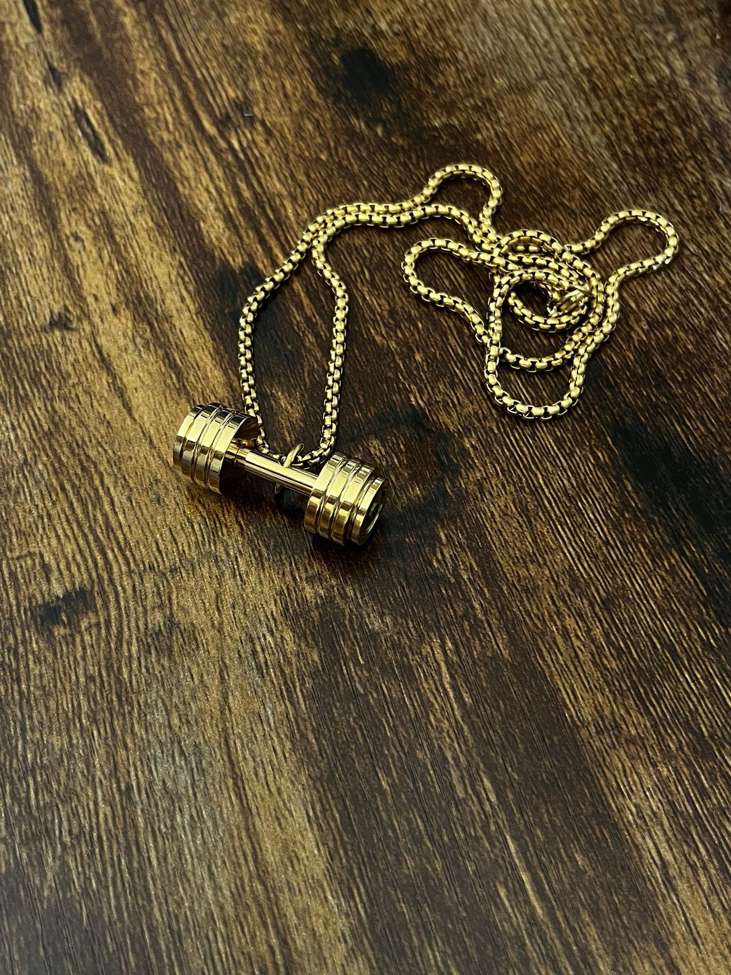 Golden Chain With Dumbbell Charm