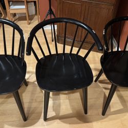 Set of 3 Modern Black Dining Chairs