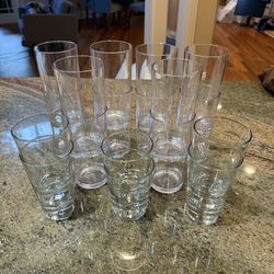 Set of 18 Clear Glass & Plastic Tumblers Drinkware