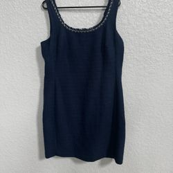Karl Lagerfeld Navy Textured Chain-Trim Dress 14